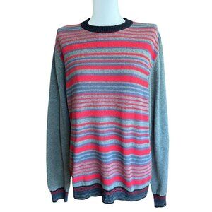 NWT Sisley Wool Blend Striped Crew Neck Long Sleeve Pullover Sweater Women Sz L